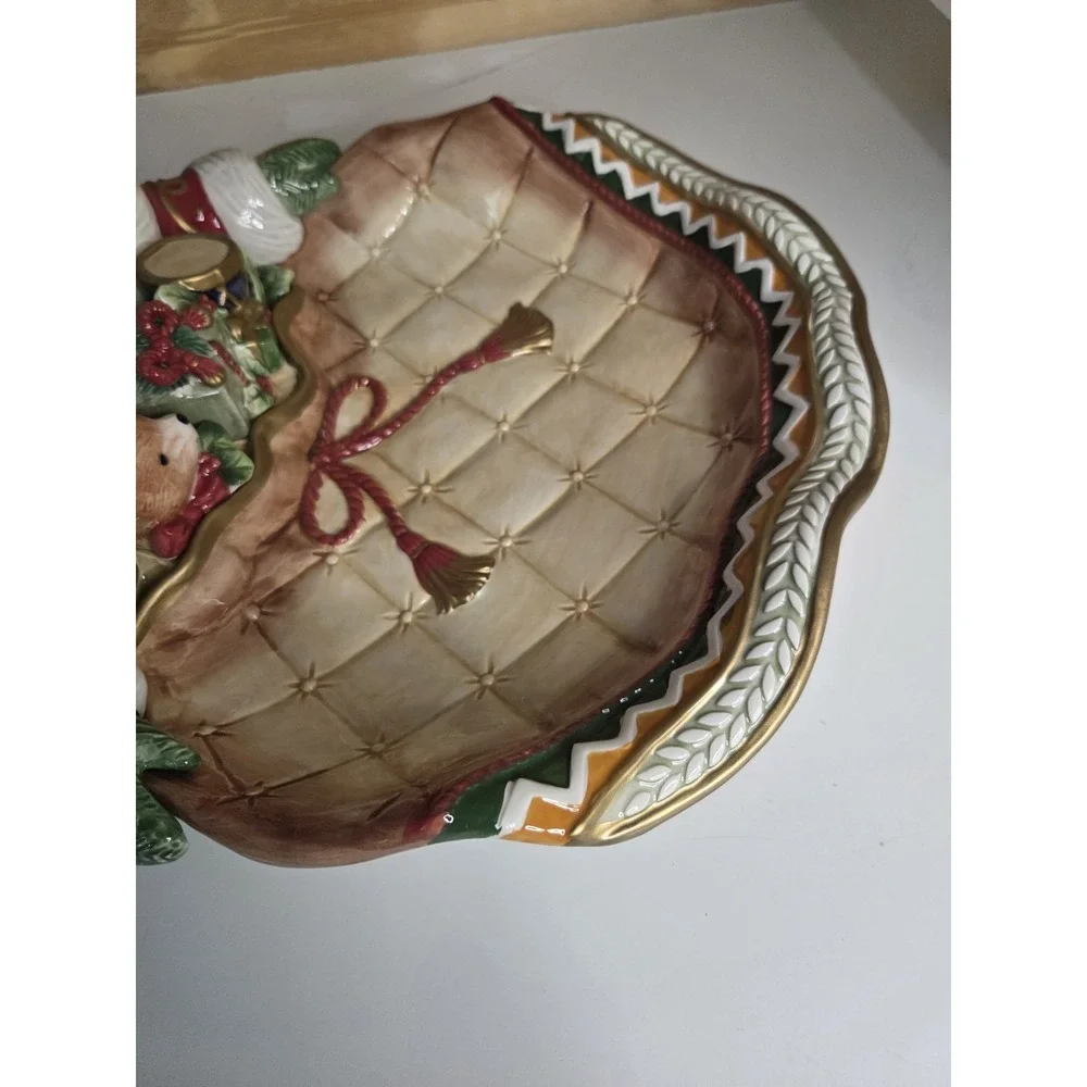 Fitz And Floyd Holiday Home Santa Server Serving‎ Bowl Platter Vintage XLarge